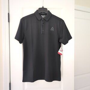NWT Reebok Men's Polo Size S Short Sleeve Moisture Management Black